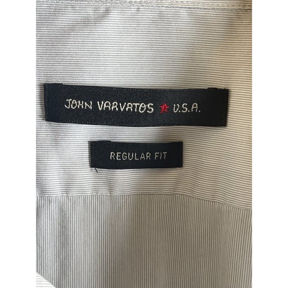 John Varvatos USA Regular Fit Button Down Shirt Light Gray Pinstripes Sz 17 - Picture 4 of 7